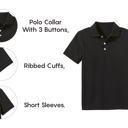Black (5-Pack) 4 10-Pack School Uniform Tagless Polo Tshirt for Little Boys & Big Boys